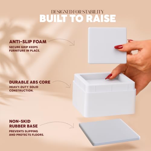Utopia Bedding Adjustable Bed Risers 2 Inch, White, 8-Pack - color: White, size: 2 Inch (Pack of 8)