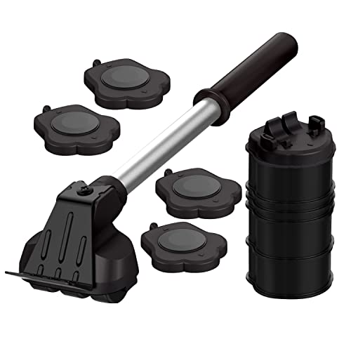 Heavy Duty Furniture Lifter with 4 Sliders for Easy and Safe Moving, Appliance Roller Suitable for Sofas, Couches and Refrigerators, Adjustable Height - color: Black