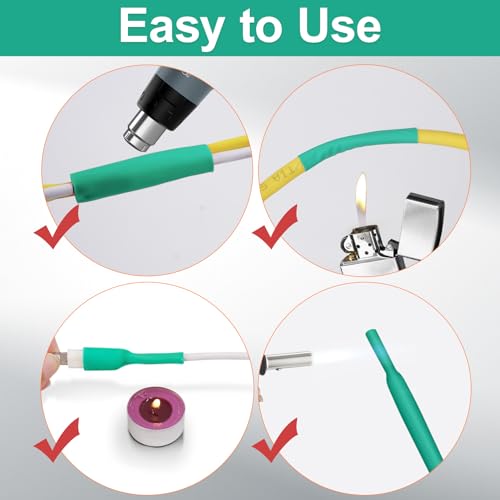ASHINER Green Heat Shrink Tubing Kit - 580Pcs EVA Material in 11 Sizes - Ideal for Electrical Insulation, Repairs, and Wire Connectors with User-Friendly Design and Storage Case - color: Green