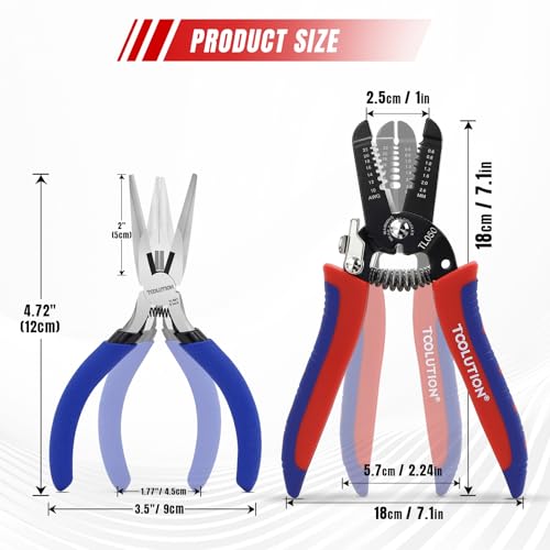 2-Piece Electrician Pliers Set Professional Wire Stripping Tool - color: Needle Nose+wire Stripper