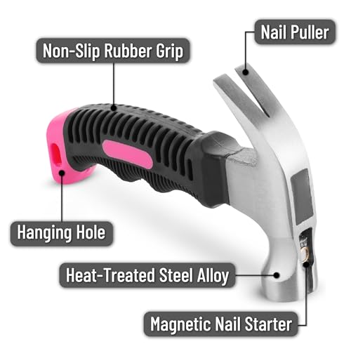 Mr. Pen- Claw Hammer, 8oz, Pink, Magnetic - color: Pink