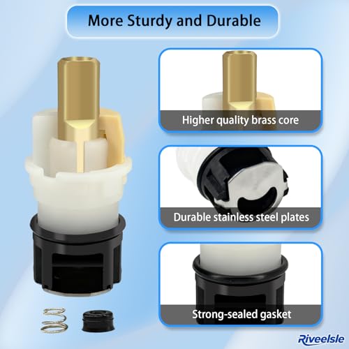 Upgraded RP25513 Faucet Stem Assembly Kit for Delta Two Handle Faucet | With RP24096 Cartridge RP4993 Seat and Spring RP24097 1/4 Turn Stop, 2 Pack