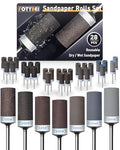 28Pcs Sanding Drums Sandpaper Sticks Set for Dremel Rotary Tool with 1/8" Shank, 180/240/320/600/1000/1500/2000 Grits Different Meet More Needs for Metal Rust Removal/Stone Grinding/Jade Polishing - size: 180-2000 Grit Mixed