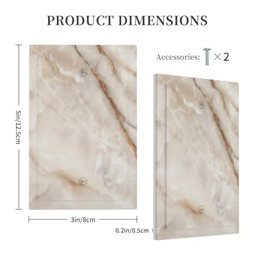 Beige Marble Pattern Light Switch Cover Modern Wall Plate Decorative Single Blank Switch Plates Electrical Outlet Faceplate for Bathroom Kitchen Bedroom 5" x 3" - size: Single Blank