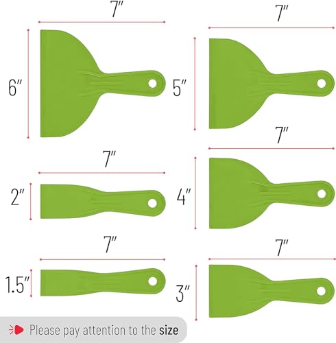 Bates Plastic Putty Knife Set, 6 Pack - Green, Paint Scraper, Spackle Tool, Spreader - color: Green, size: 1.5, 2, 3, 4, 5, 6 Inches, 6 Pack