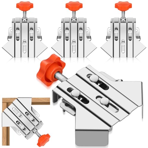Hicarer 4 Pcs 90° Right Angle Clamp for Woodworking, Stainless Steel