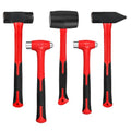 C&T 5-Piece Hammer Set, 16oz Ball Peen Hammer | 32oz Ball Peen Hammer | 32oz Rubber Mallet | 3lb Sledge Hammer | 3lb Cross Peen, Fiberglass Handle & Mallet Set - style: 5pc
