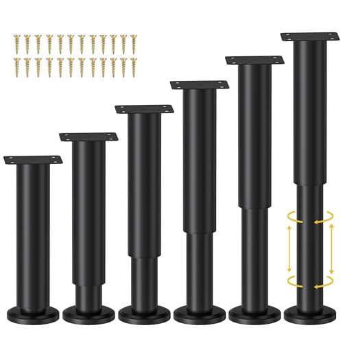 Wlrrcwdttc 6 Pcs Adjustable Height Bed Support Legs for Bed Frame/Bed Center Slat, Metal Adjustable Furniture Legs 7.08-12.2 inch for Bed/Sofa/Cabinet/Couch/Dresser/Table, Heavy Bed Legs Replacement - size: 7.08-12.2 inch (6pcs)