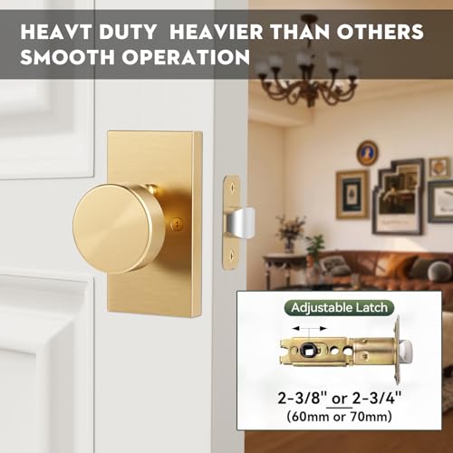Satin Brass Gold Door Knobs Privacy Door Knobs Interior with Lock - color: Brushed Brass