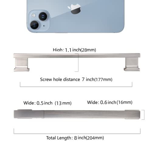 COTYKILEY 10 Pack 7 Inch(177mm) Brushed Satin Nickel Cabinet Handles Kitchen Cabinet Pulls Cabinet Door Handles Kitchen Cabinet Hardware - color: Brushed Satin Nickel, size: 7" Hole Center（177MM）