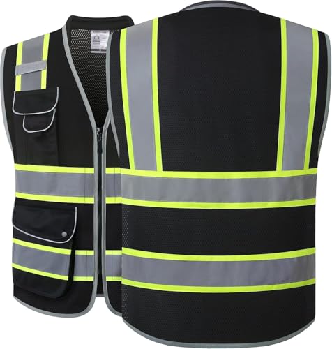 JKSafety Hi Vis Safety Vest for Men Women Cushioned Collar JK101 Black S - color: Jk101-black, size: Small