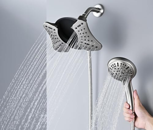 GRICH Shower Head with Handheld Spray - Dual High Pressure Showerhead - color: Nickel, size: 1.8 GPM