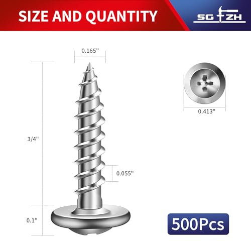 #8 x 3/4" Wood Screw 500Pcs 410 Stainless Steel Standard Thread Truss Head Fast Self Tapping by SG TZH - color: Silver - Stainless Steel, size: #8 x 3/4"