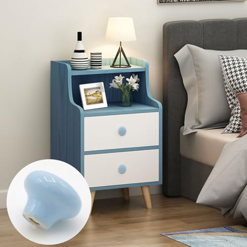 10-Pack Ceramic Cabinet Knobs Sky Blue 32mm Round Drawer Pull - color: Sky Blue