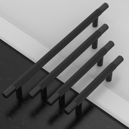 Amerdeco 10 Pack Matte Black Knurled Cabinet Pulls 3 Inch Hole Centers Kitchen Cabinet Solid Handles Hardware Kitchen Handles for Cabinets Handles IH0006 - color: Matte Black, size: 3"/76MM Hole Center