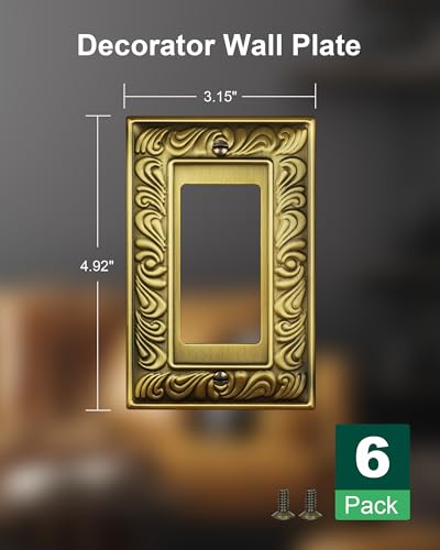 6-Pack Paisley Pattern Decorator Outlet Cover Plate, Metal Switch Plates - style: 1 Decorator 6PK