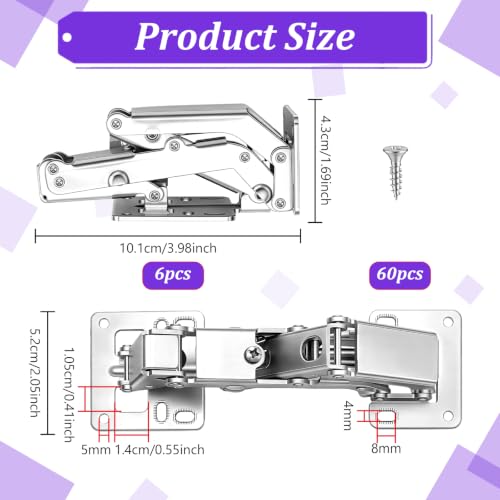 Peacoblue 170 Degree Soft Close Cabinet Hinge Replacement, Hidden Lazy Susan Hinge for Pie Cut & Bifold Doors, Heavy Duty Concealed Hardware for Frameless Corner Cabinets, Kitchen Cupboard