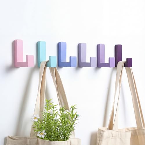 Teenyyou 6 Pcs Cute Kids Wall Hooks Adhesive for Backpack Purple - color: Purple