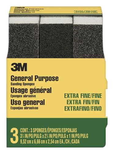 3M Extra Fine/Fine Sanding Sponge, 3-3/4-in x 2-5/8-in x 1-in, 3-Pack