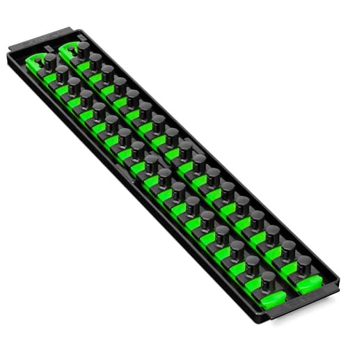 Ernst Manufacturing 8487 Socket Boss, 2 18-Inch Rails featuring Twist-Lock Secure Socket Holder and Drawer Tray, Fits 1/2 Inch Drive Sockets, Green - Made in USA - color: Green, size: 1/2", style: 19-INCH