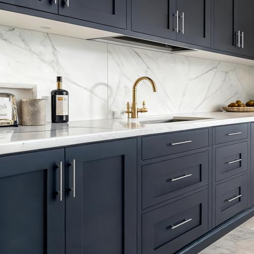 homdiy Cabinet Handles Brushed Nickel Cabinet Pulls - HD201SN Modern Drawer Handles Stainless Steel Cabinet Hardware 4-1/2in Hole Centers Kitchen Cabinet Handles Cupboard Handles - color: Brushed Nickel, size: 4-1/2in hole centers