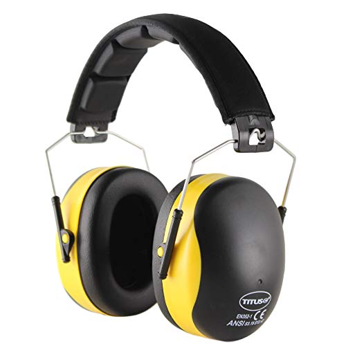 TITUS 3 Series, Onyx 37 Original Highest NRR Noise Reduction Earmuffs - color: Black/Yellow (Premium Band / With Pouch)