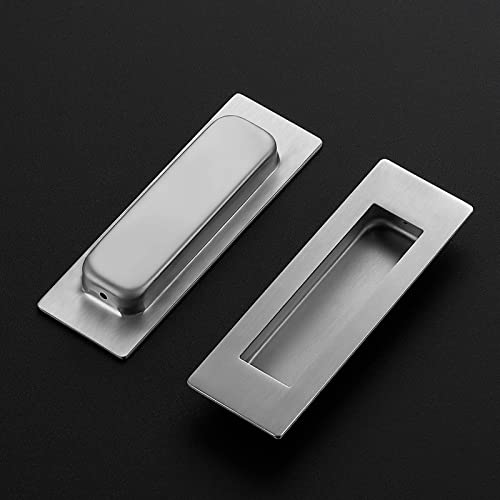Ravinte 4 Pack Brushed Nickel Sliding Closet Door Handles, 4.72in Length - color: Brushed Nickel, size: 120mm