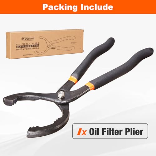 Spurtar 12'' Oil Filter Pliers Adjustable Oil Filter Wrench Universal - size: 12" Pliers: 2-1/2" - 4-1/2"