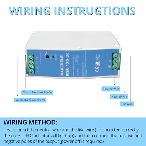 MAKERELE 120W 24V AC to DC DIN Rail Power Supply - style: 120W-24V