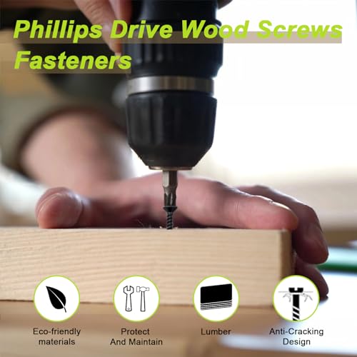 #4 Black Wood Screws Kit, 500pcs Flat Head Phillips Short Screw Set - color: M3-Black, size: 500PCS