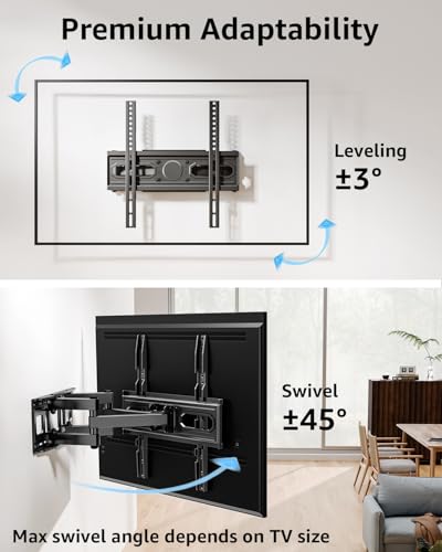 EconoMe TV Wall Mount for Most 32-65 inch Flat Screen/LED/4K TVs, TV Mount with Swivel and Tilt Articulating Dual Arms, Full Motion Wall Mount up to 16” Stud, Max VESA 400X400mm, up to 99lbs - size: for 32-65 inch TV,Full Motion TV Mount
