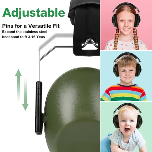 Floriogra Noise Cancelling Headphones for Kids/Toddler 28dB SNR Ear Muffs - color: Army Green