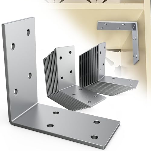 Yuleimy L Brackets for Wood, 3x3 Inch Galvanized Corner Braces, 25 PCS