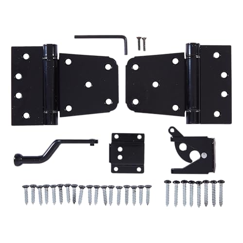 National Hardware Self-Closing Gate Kit, Hinges and Latch, Steel, Black - size: 0