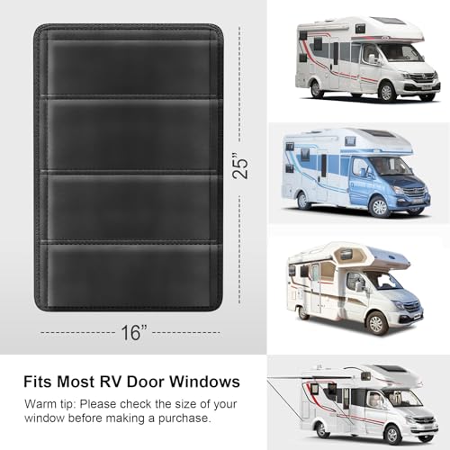 RV Door Window Shade Cover - Magnetic RV Blackout Window Cover with UV Protection and Privacy Features (25 * 16 in) Foldable Magnet Design, Waterproof Fabric (Black, 2 Pack (25"L x 16"W)) - color: Black, size: 2 Pack (25"L x 16"W)