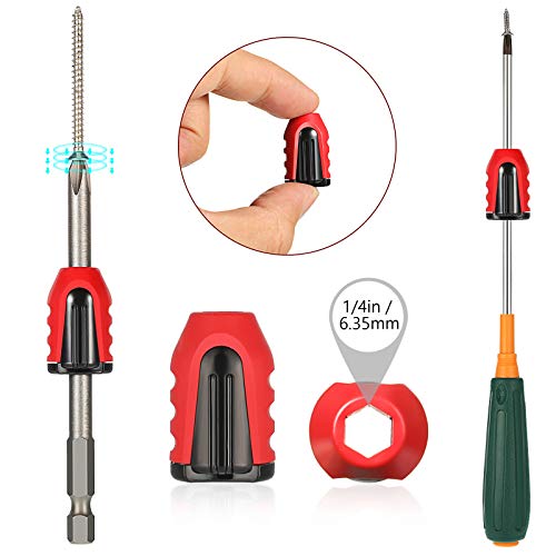 Ripeng 5 Pcs Magnetic Screw Holder Rings, 1/4 Inch/ 6.35 mm, Red - color: Red