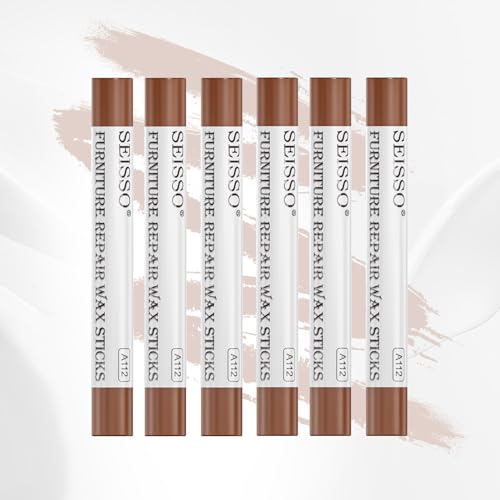 SEISSO Furniture Repair Crayon, 6 Pcs - Wood Filler Sticks, Scratch Repair Wax, Furniture Marking Repair - Scratch, Hole, Table, Wood Floor, Guitar, Covering, Instrument Fill Sticks -Red Cherry - color: Red Cherry 6pcs