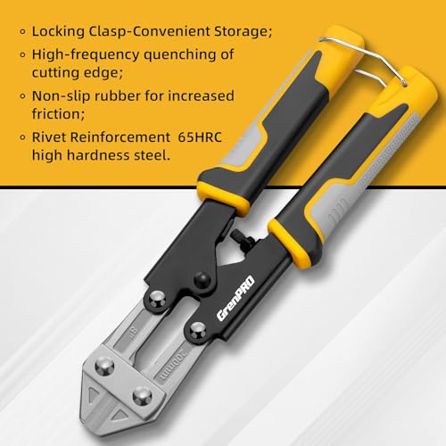 GRENPRO 8 Inch Heavy Duty Mini Bolt Wire & Cable Cutter, Anti-Slip Pliers - style: 8" Bolt Cutter