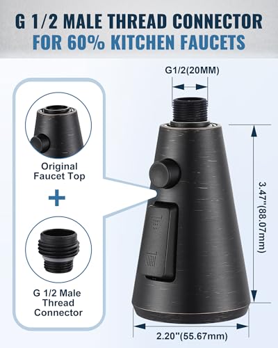 Pull Down Spray Head Replacement - for Kitchen Faucet Sprayer Head with 9 Adapters, 3 Function Pull Out Faucets Spray Nozzle Compatible with Moen, American Standard Faucets, Oil Rubbed Bronze - color: Oil Rubbed Bronze