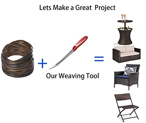 Wicker Repair Kit, Synthetic Embossing Rattan Fix Material Supplies Vinyl Plastic Waterproof Flat Ribbon for Garden Patio Furniture and Rattan Chair Sofa Basket Replacement-130Ft Dark Coffee Brown