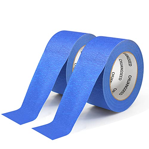 CHUANGSEED 3-Pack Blue Painters Tape 1.88 Inches x 60 Yards Blue Masking Tape Bulk - Sharp Edge Line Technology, Produces Sharp Lines Residue-Free and Artisan Grade Wall Trim Tape - color: Blue