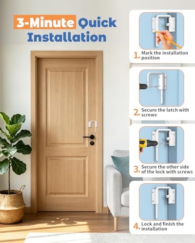 Sliding Door Loop Lock, Security U-Bolt Locks, White-2PCS - color: White-2PCS