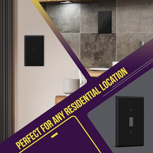 ENERLITES Toggle Light Switch Wall Plate, Gloss Finish, Jumbo Switch Cover, Oversized 1-Gang 5.5" x 3.5", Unbreakable Polycarbonate Thermoplastic, 8811O-BK, Black - color: Black, size: Over-Size