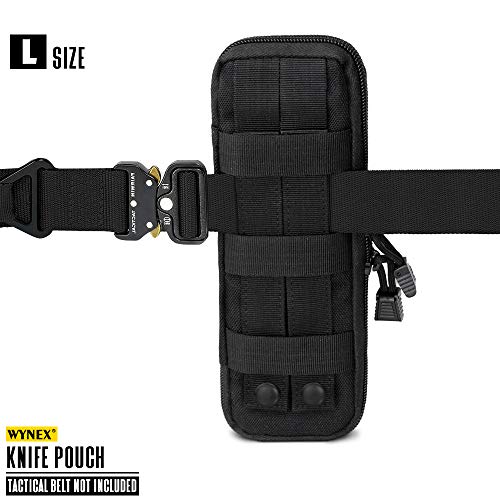 WYNEX Tactical Small Molle Pouch Nylon Knife Sheath for Belt Hunting Gear - color: Black - Large