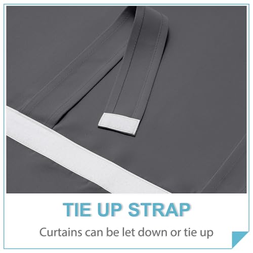 RYB HOME Blackout Door Window Curtain, Tie up Shades, W34 x L40, Grey - color: Grey, size: 34"W x 40"L (Pack of 1)