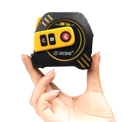 2-in-1 Laser Tape Measure USB-C Recharge 262Ft Laser & 16Ft Tape Red-Beam - color: Red Laser Tape 16ft+262ft