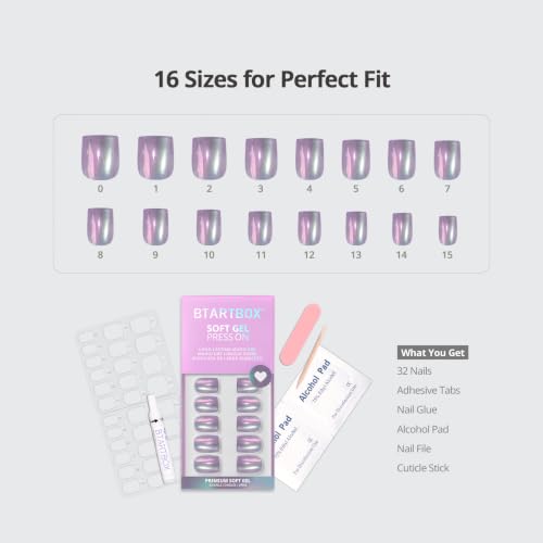 BTArtbox Press on Nails, Short Square Purple Fake Nails, 32Pcs Full Kit - color: A2-Glass Ocean