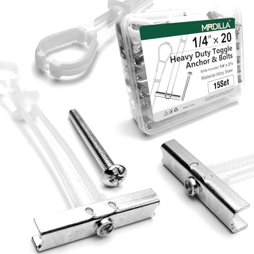 15PCS 1/4"-20 Toggle Bolts for Drywall, Metal Strap Anchors - size: 15pcs