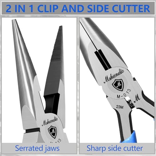 Needle Nose Pliers, mshandto Long Nose Pliers for Wire Bending, High Carbon Steel Needle Nose Plier, Serrated Jaw Pliers for Jewelry Making Electronics Repair Object Grasping Craft Making - size: 5"-1Pack