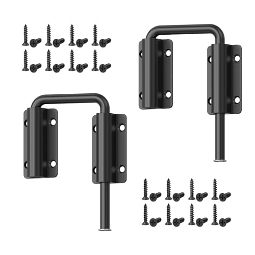 Upgraded Sliding Door Loop Lock, Gate Latches, Black-2PCS - color: Black-2PCS